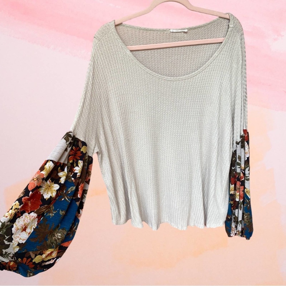 Entro bubble floral print long sleeve top